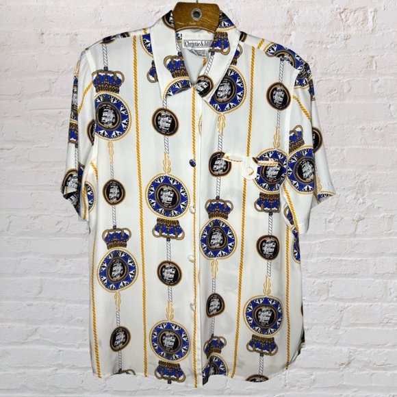 Christie & Jill Vintage Nautical Print Shirt - M - Picture 1 of 4